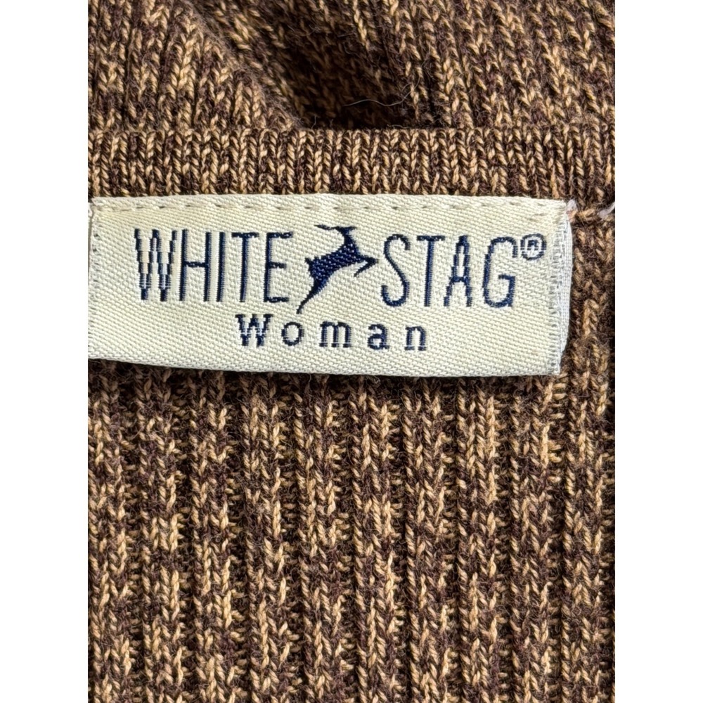 Vintage White Stag Women's Brown Marled V-Neck Long Sleeve Sweater Size 22W/24W - Picture 3 of 5